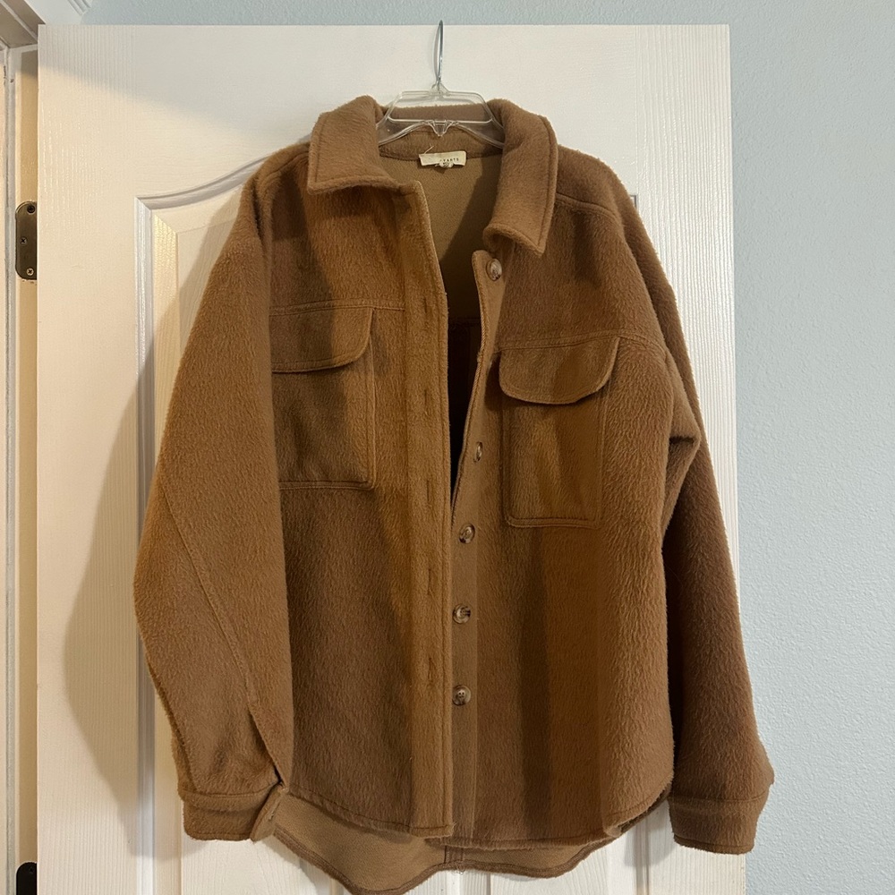 La Hearts Tan Fleece Button-Up Jacket